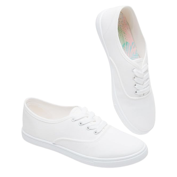 Womens Classic White Low-Top Canvas Sneakers