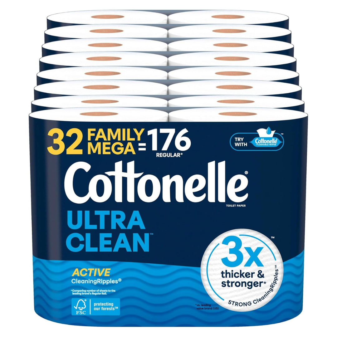 32-Pack Cottonelle Toilet Paper Family Mega Rolls (Ultra Clean)