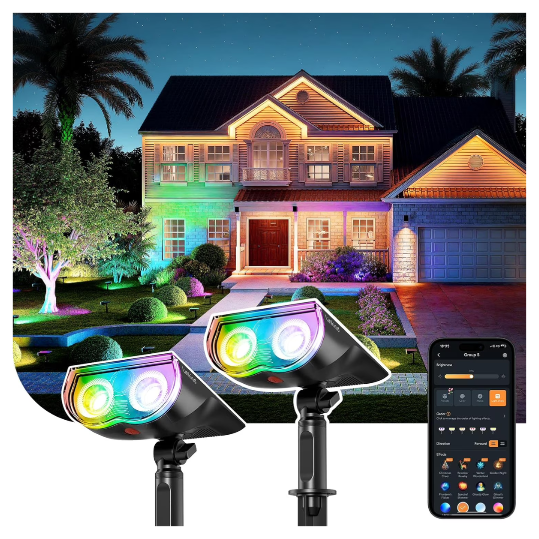 2-Pack Smart Color Solar Spotlights