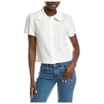 French Connection Womens Linen-blend Ruffle Top