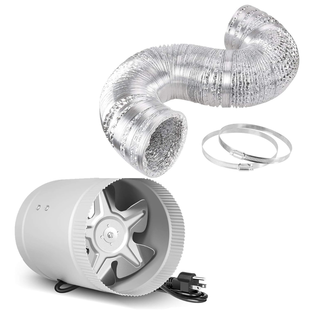 6" Inline Booster Fan And 16 Feet Ducting Vent Hose