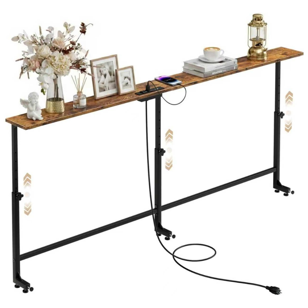 70.9" Adjustable Behind Sofa Table With Outlet