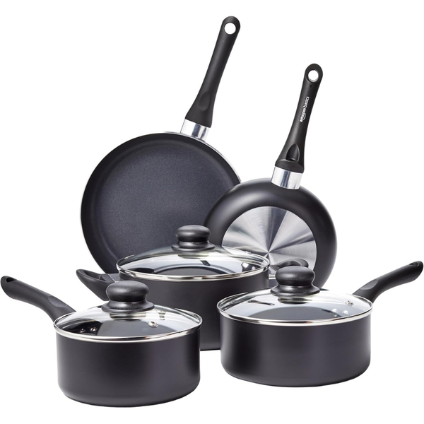Amazon Basics Ceramic Non-Stick Cookware 8-Piece Set