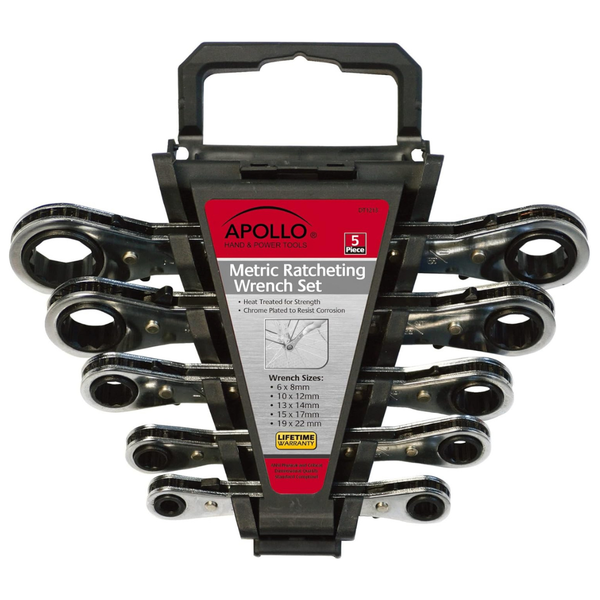 5-Piece Apollo Tools Metric Steel Ratcheting Wrench Set (DT1213)