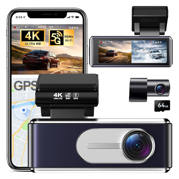 Blu7ive 4K Front & Rear Dash Cam With 64GB Card