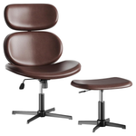Bestier Swivel Modern Armless Ergonomic Chair With Ottoman (2 Colors)