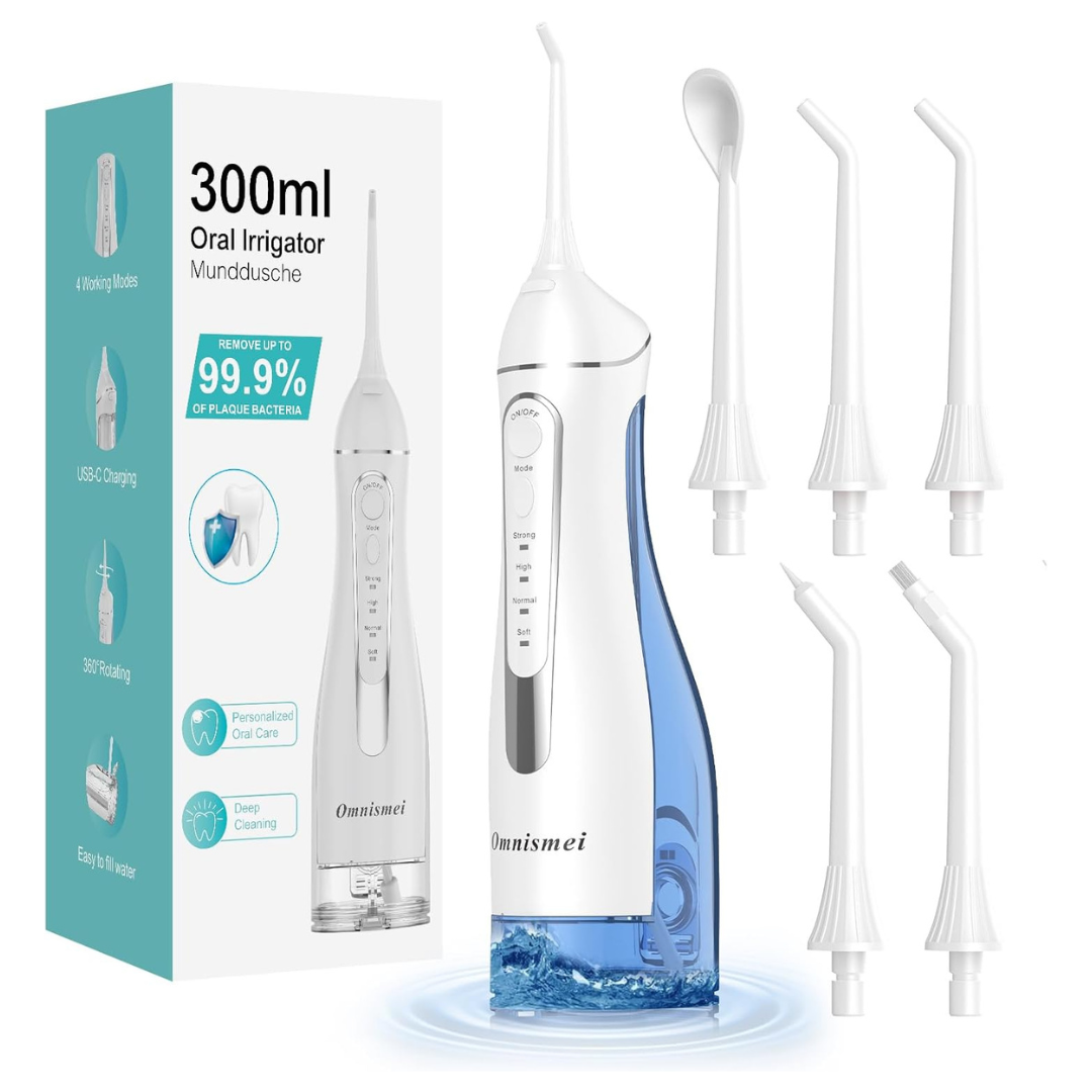 300ML Cordless Rechargeable Water Dental Flosser With 4 Modes (2 Colors)