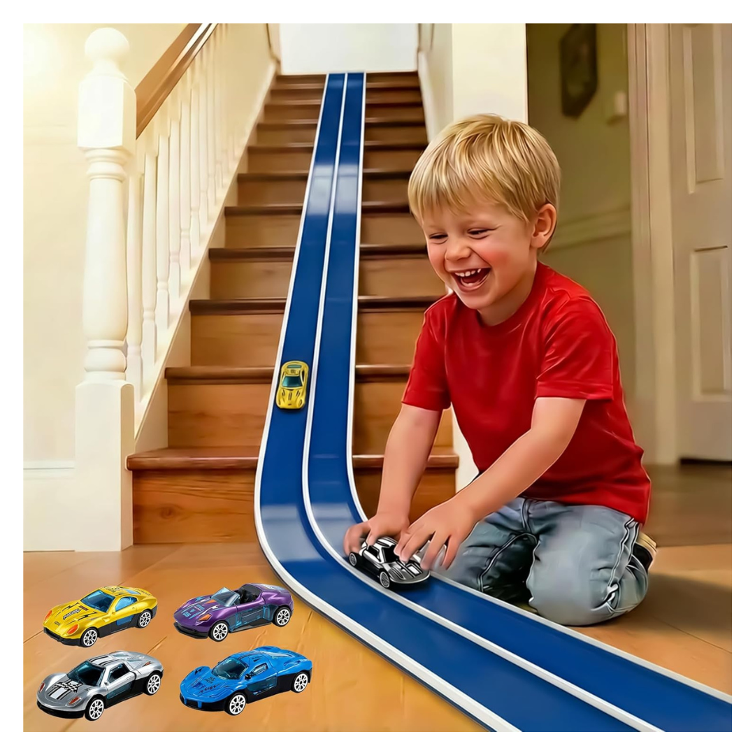15ft Kids Build-Your-Own Creative Race Flex Track Set With Toy Cars & Parts