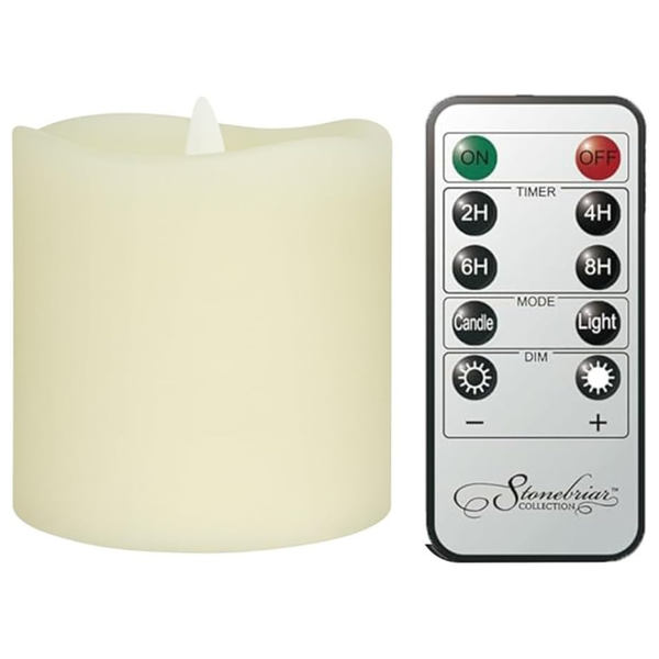 6-Count Stonebriar Flameless 3"x 3" Ivory LED Pillar Candles W/ Timer & Remote