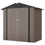 6x4-FT Metal Outdoor Storage Shed With Lockable Door (Brown)