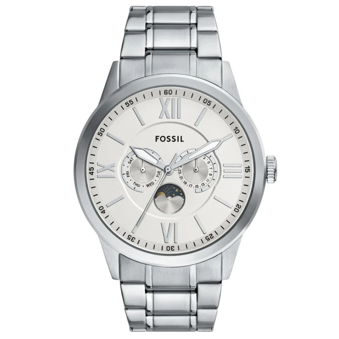 Fossil Men's Flynn Multifunction Silver Tone Bracelet Watch