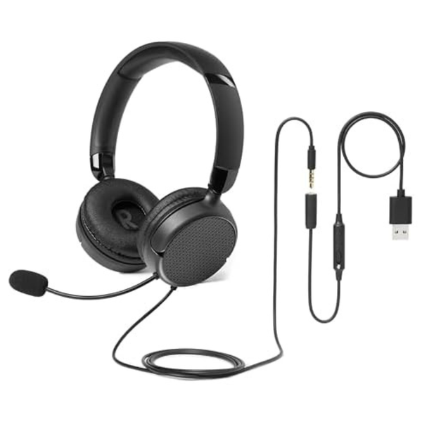 Amazon Basics On Ear Wired Computer Headset With Microphone