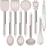 9-Piece Silicone Kitchen Utensils Set With Stainless Steel Handles