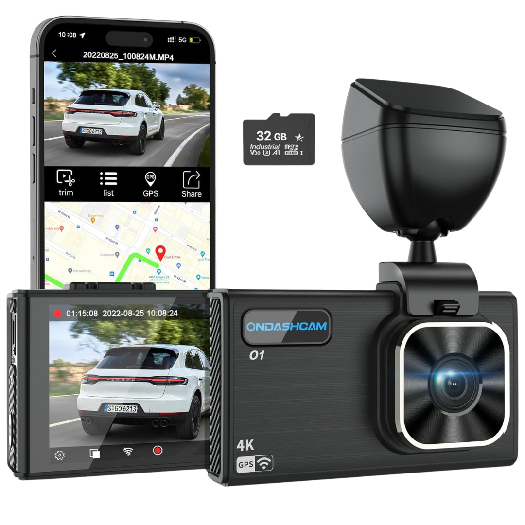 4K Car Dash Cam With Night Vision & GPS