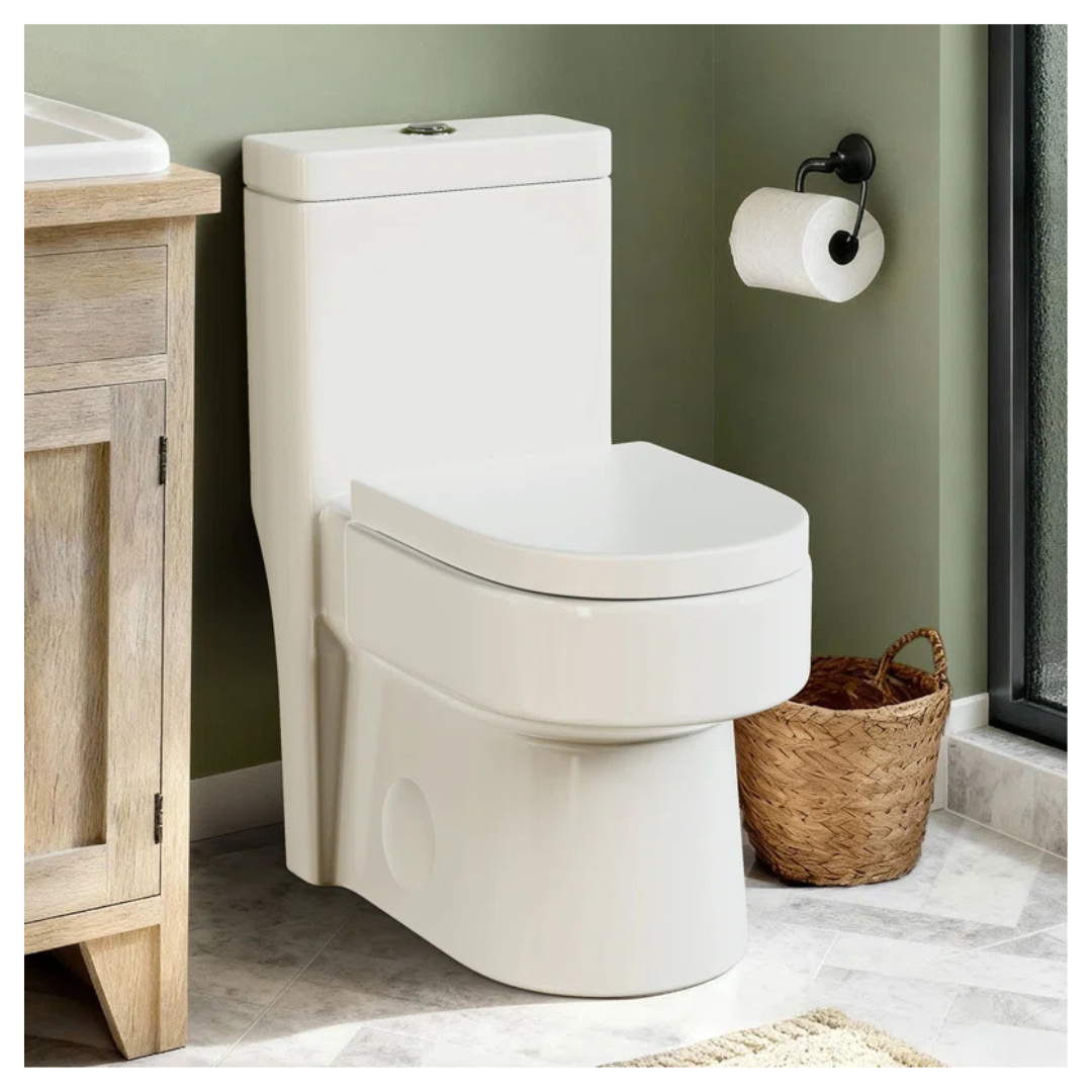 Bcanhome Compact One Piece Toilet With Soft-Close Seat Lid