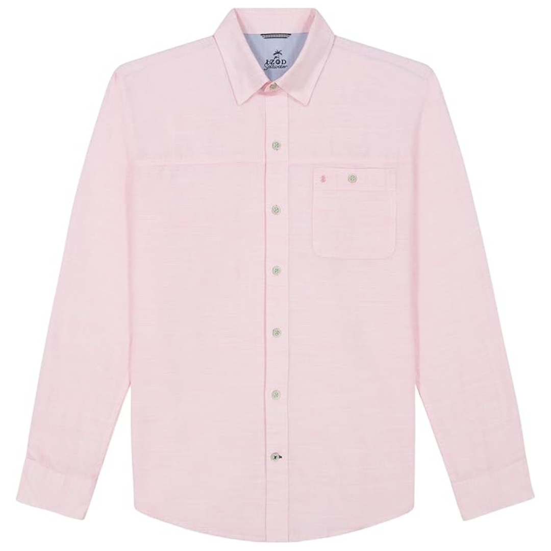 Izod Men's Saltwater Dockside Chambray Short Sleeve Button Down Shirt