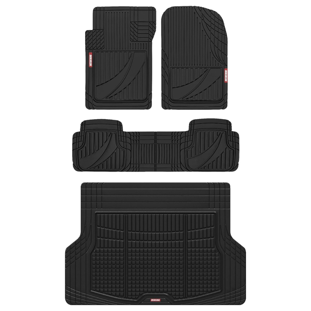 Motor Trend FlexTough Advanced Black Rubber Floor Mats