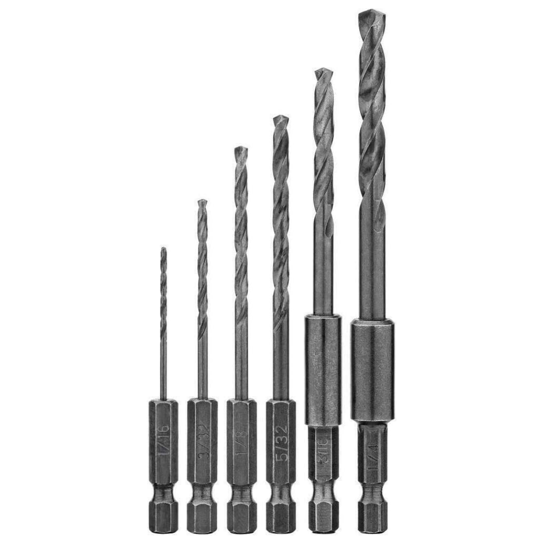 6-Piece Dewalt 1/16" To 1/4" Hex Shank Twist Drill Assortment
