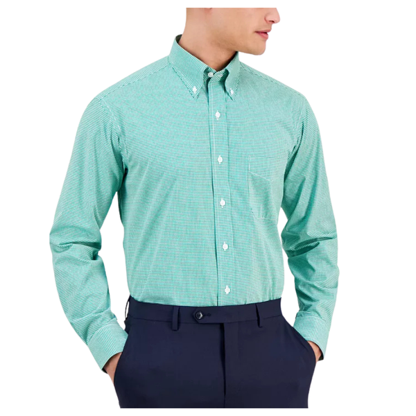 Club Room Men's Regular Fit Mini Gingham Dress Shirt