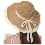 UPF 50+ Lace Ribbon Beach Hats For Women