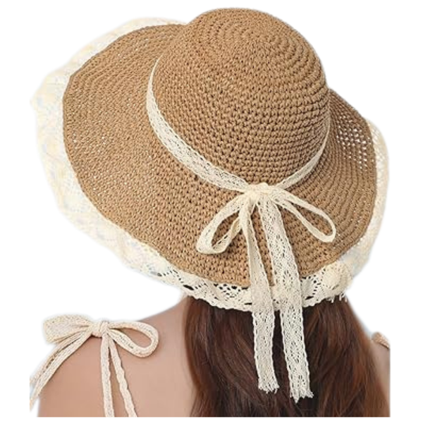 UPF 50+ Lace Ribbon Beach Hats For Women