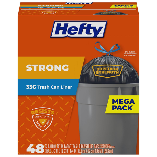 48-Count 33-Gallon Hefty Strong Extra Large Trash Bags