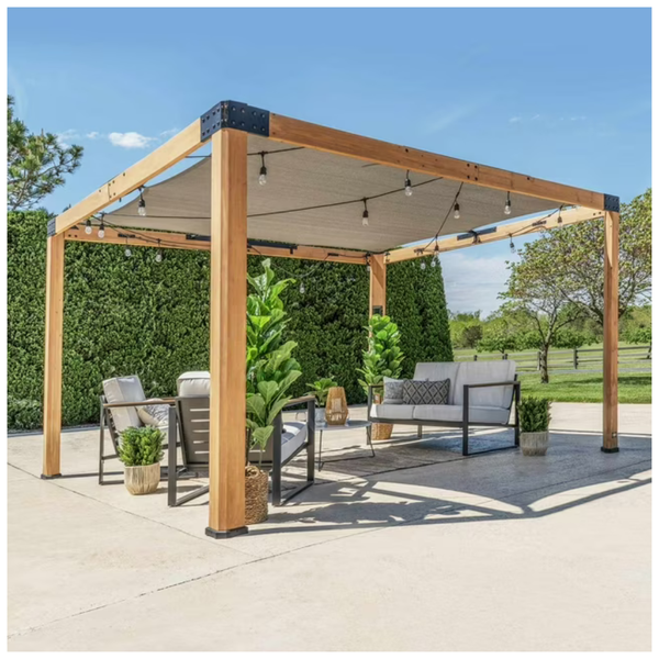 Backyard Discovery 12' X 10' Brendan Cedar Sail Shade Pergola With PowerPort