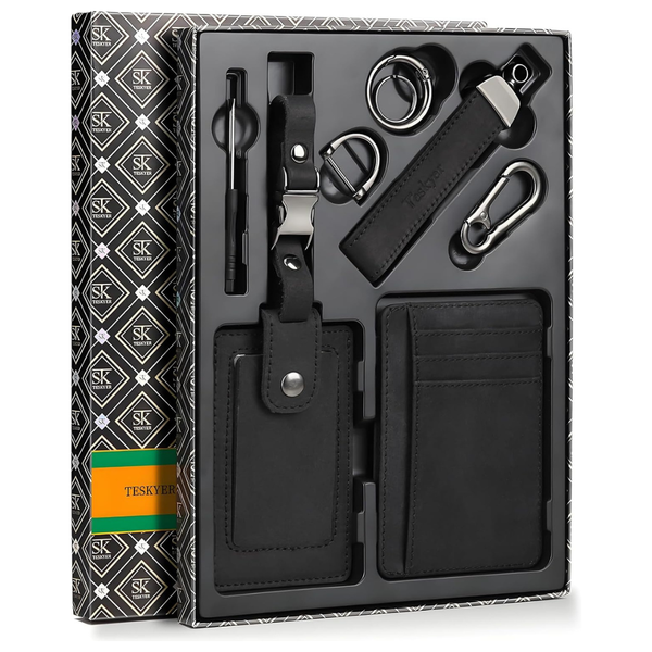 Teskyer Men's Slim RFID Blocking Leather Wallet Gift Set