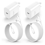 2-Pack 30W Fast Charger Adapter Block W/ 6ft 2-in-1 Cables