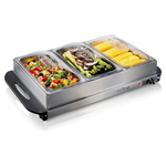 Nutrichef Professional Stainless Steel Buffet Warmer Server With 3 Trays