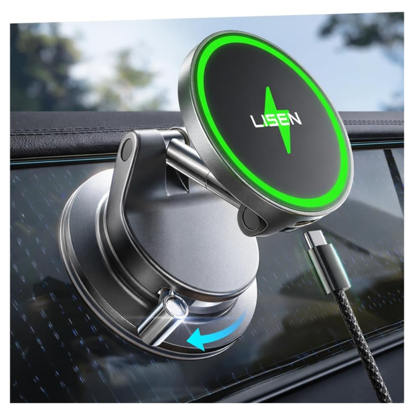Lisen 15W Magsafe Wireless Car Mount Charger With Suction Cup
