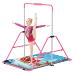 Kids Folding Adjustable Height Gymnastics Bar With Self-Inflating Mat