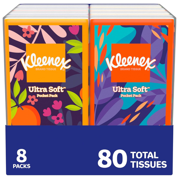 8-Pack 10-Count Kleenex Ultra On-The-Go Tissue Pocket Packs
