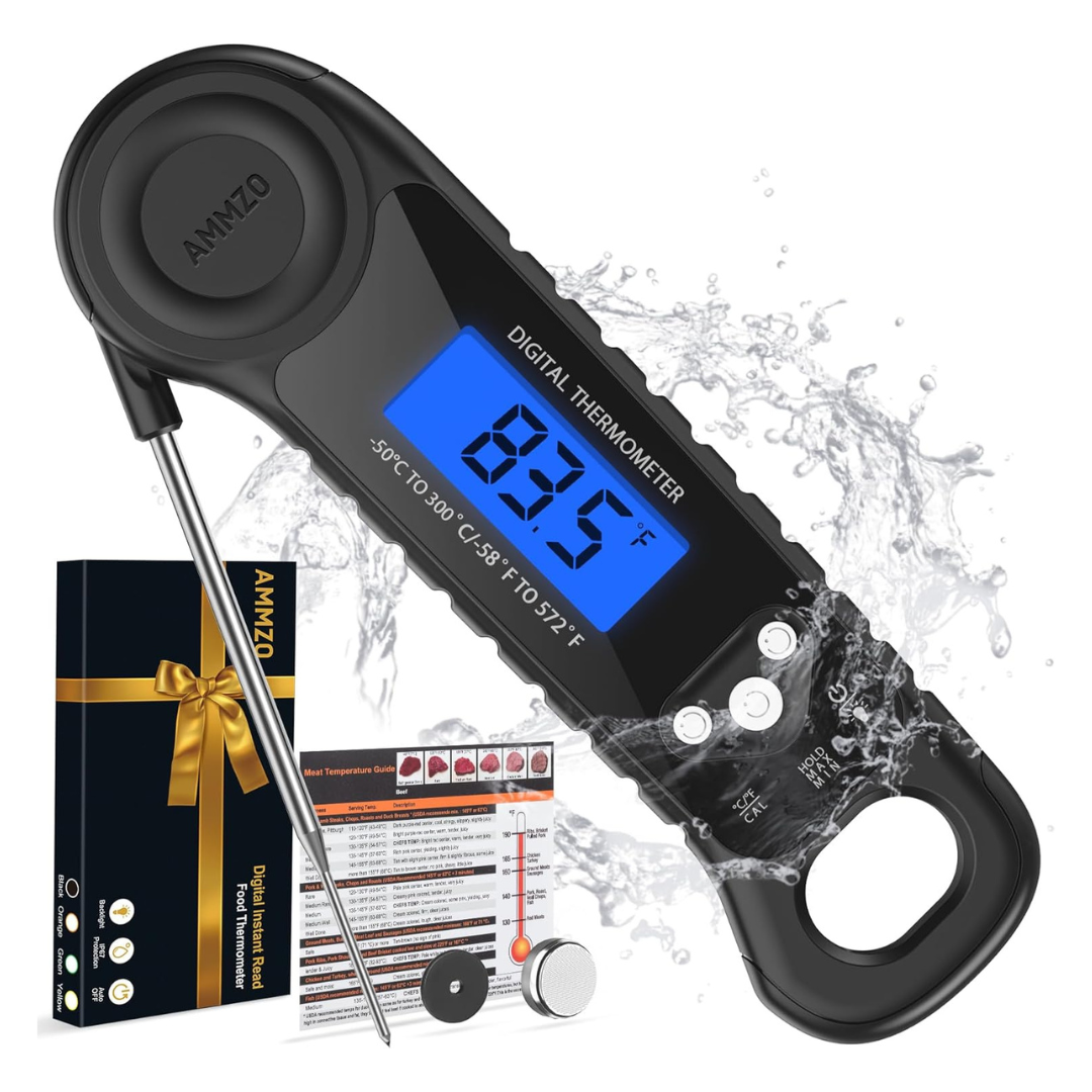 AMMZO Instant Read Food Thermometer With Backlight