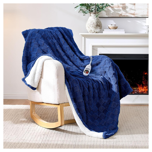50" X 60" Plush Electric Heated Throw Blanket With Snap Buttons