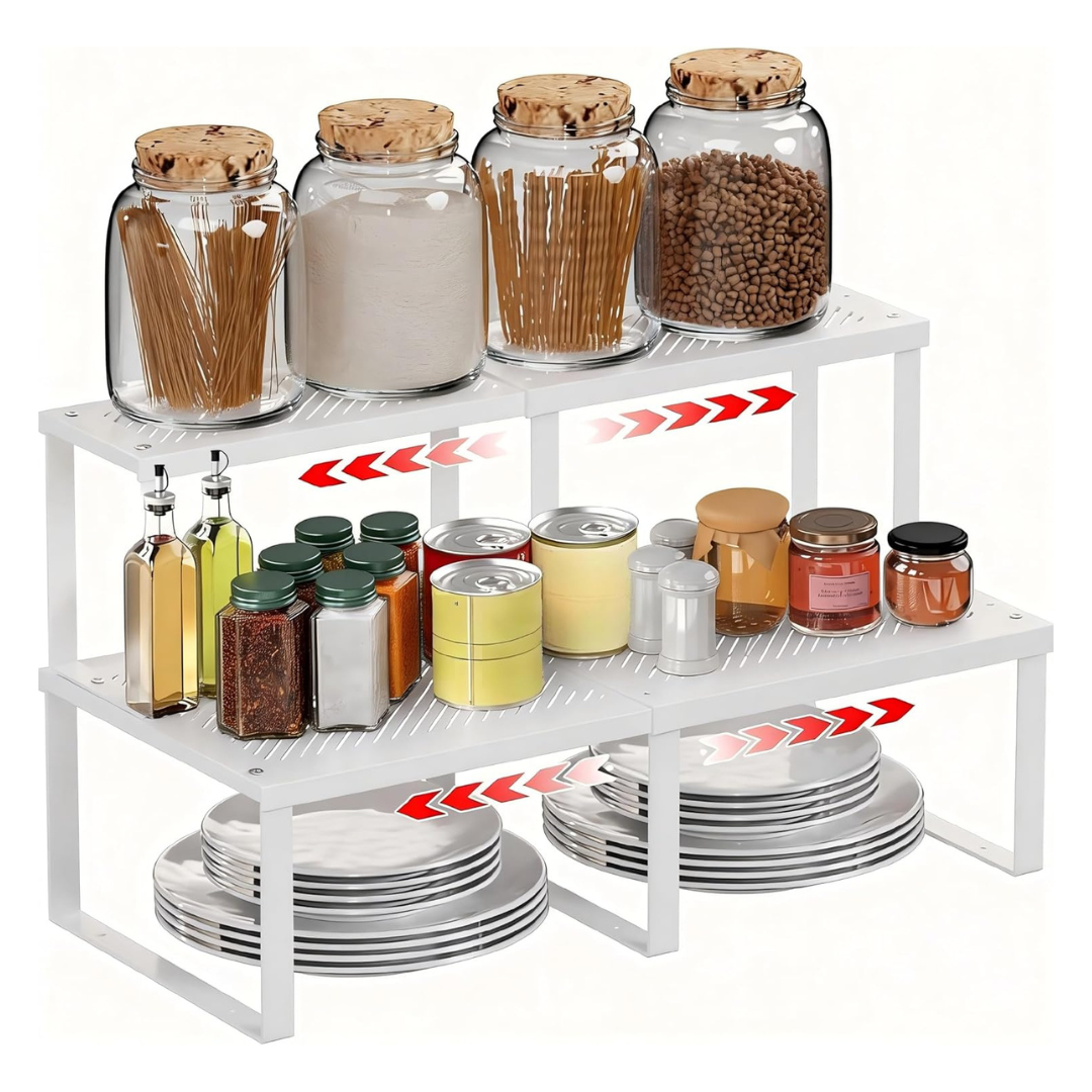 2-Piece Stackable Kitchen Cabinet Shelf Organizer