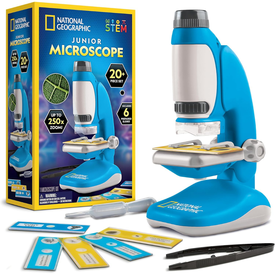 20-Piece Kids National Geographic 250X Junior Microscope Kit