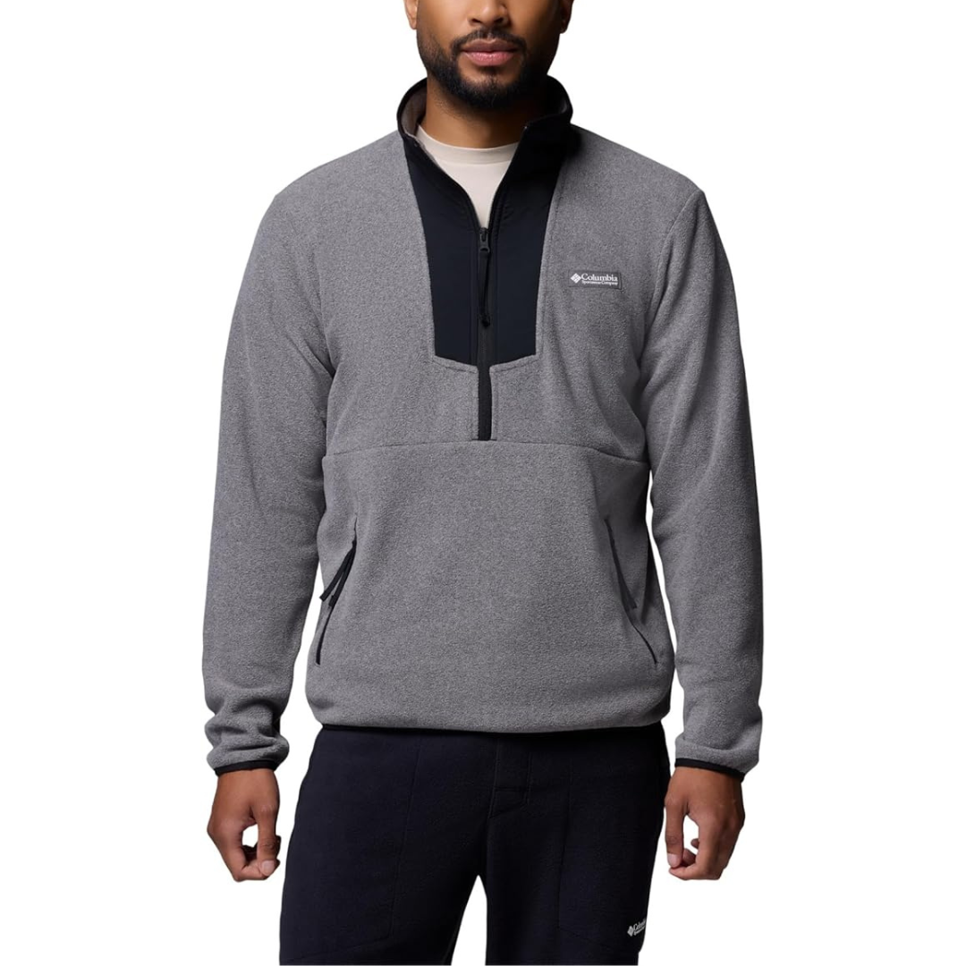 Columbia Men's Sequoia Grove Half Zip Fleece (Medium, City Grey Heather/Black)