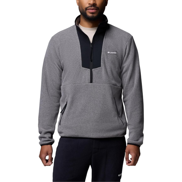 Columbia Men's Sequoia Grove Half Zip Fleece (Medium, City Grey Heather/Black)