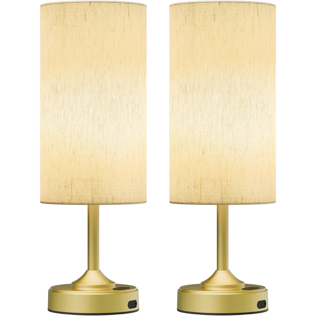 2-Pack Rechargeable 4000mAh 2700K Dimmable Touch Control Lamp W/ Timer