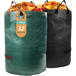 2-Pack 32 Gallon Reusable Yard Waste Bags With Reinforced Handles