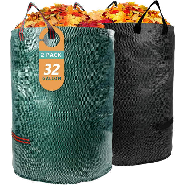 2-Pack 32 Gallon Reusable Yard Waste Bags With Reinforced Handles