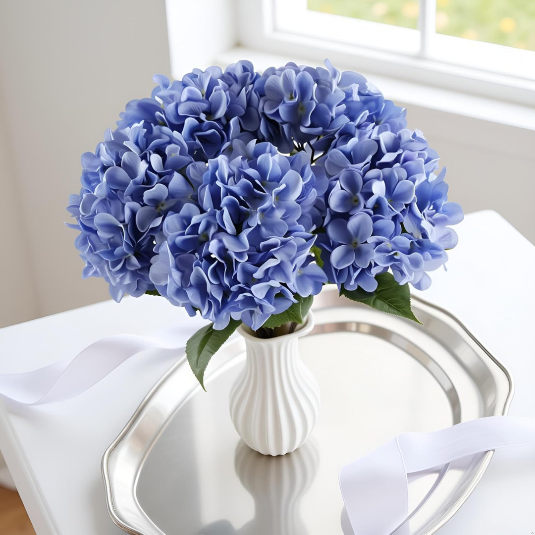 5-Piece Acfruits 21'' Artificial Blue Hydrangea Flowers