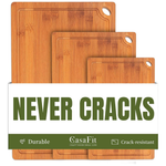 3-Piece Organic Bamboo Cutting Kitchen Board Set (Brown)