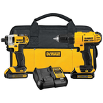 Dewalt 20V Cordless Drill & Impact Driver W/ 2 Batteries, Charger & Bag