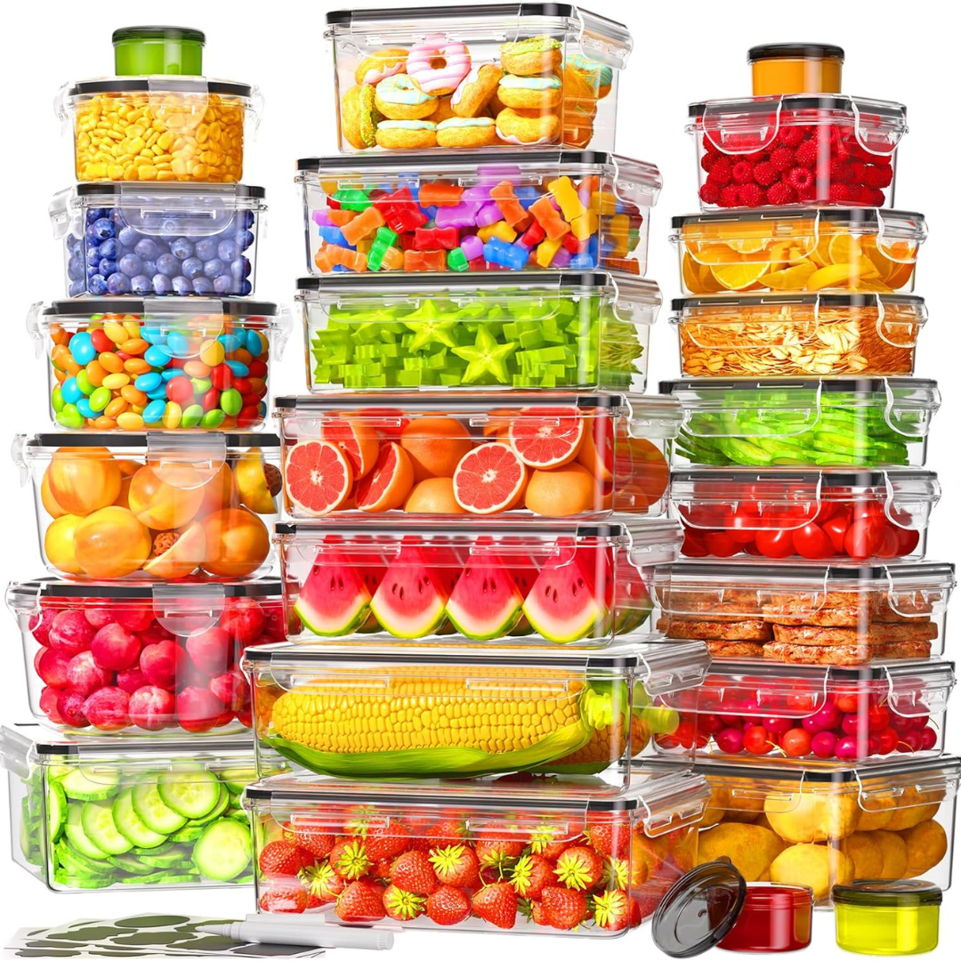 50-Pieces Airtight Food Storage Containers Set With Lids