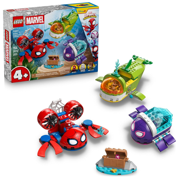 154-Piece LEGO Marvel Spidey Amazing Friends Underwater Vehicles Building Toy (11207)