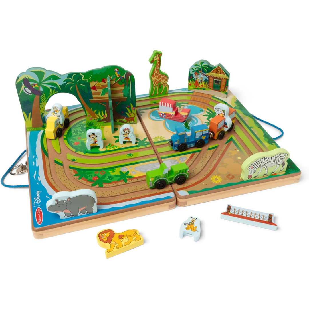 20-Piece Melissa & Doug Disney Adventure Wooden Play Set W/ Built-in Tracks