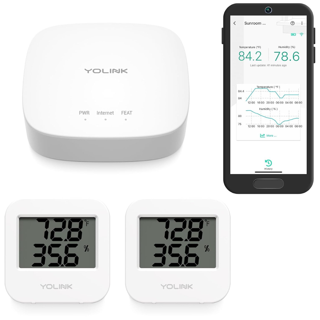 YoLink Smart Temperature & Humidity Monitor W/ 2 Sensors + Hub