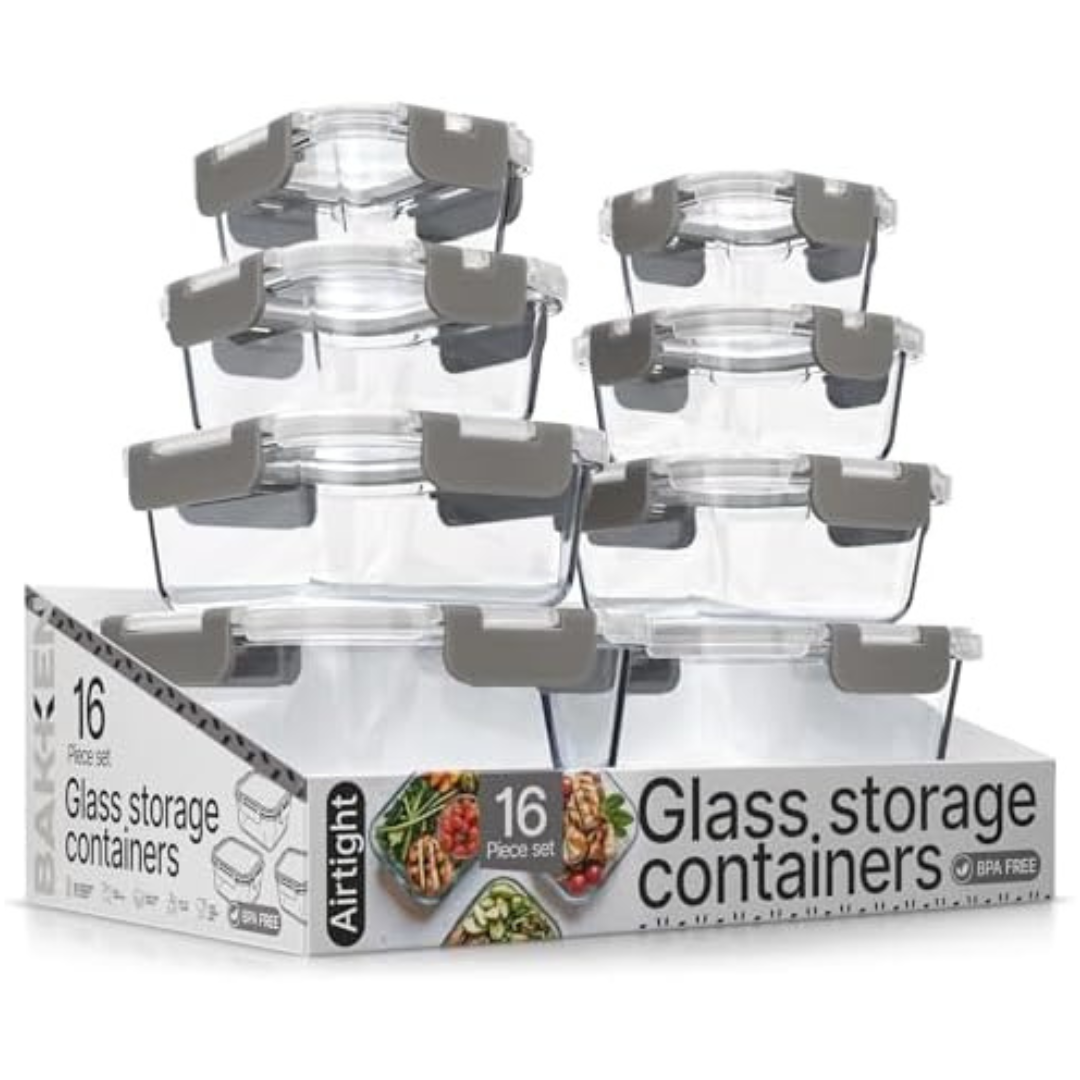 16-Pieces Bakken Glass Food Storage Containers Set with Lids